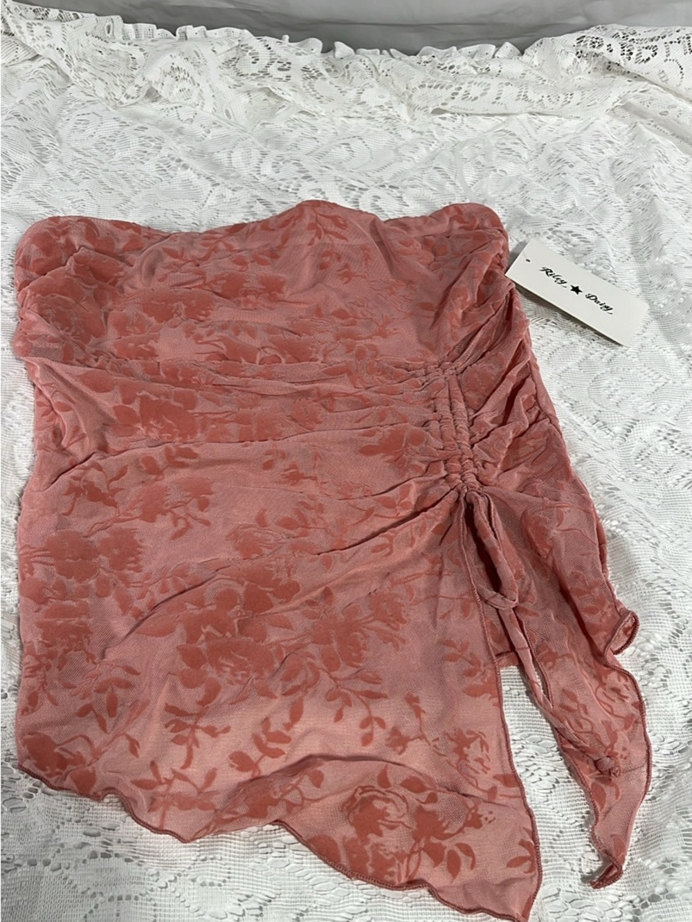 NWT Floral Ruched Tank Top - Dusty Rose